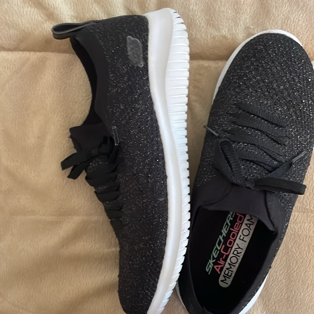 Skechers Air Cooled Memory Foam Women's Black Knit Sneakers - Picture 10 of 15
